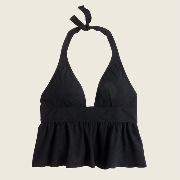 J. Crew Other - New JCREW Size XS Halter Peplum Tankini Top in Piqué Nylon Black